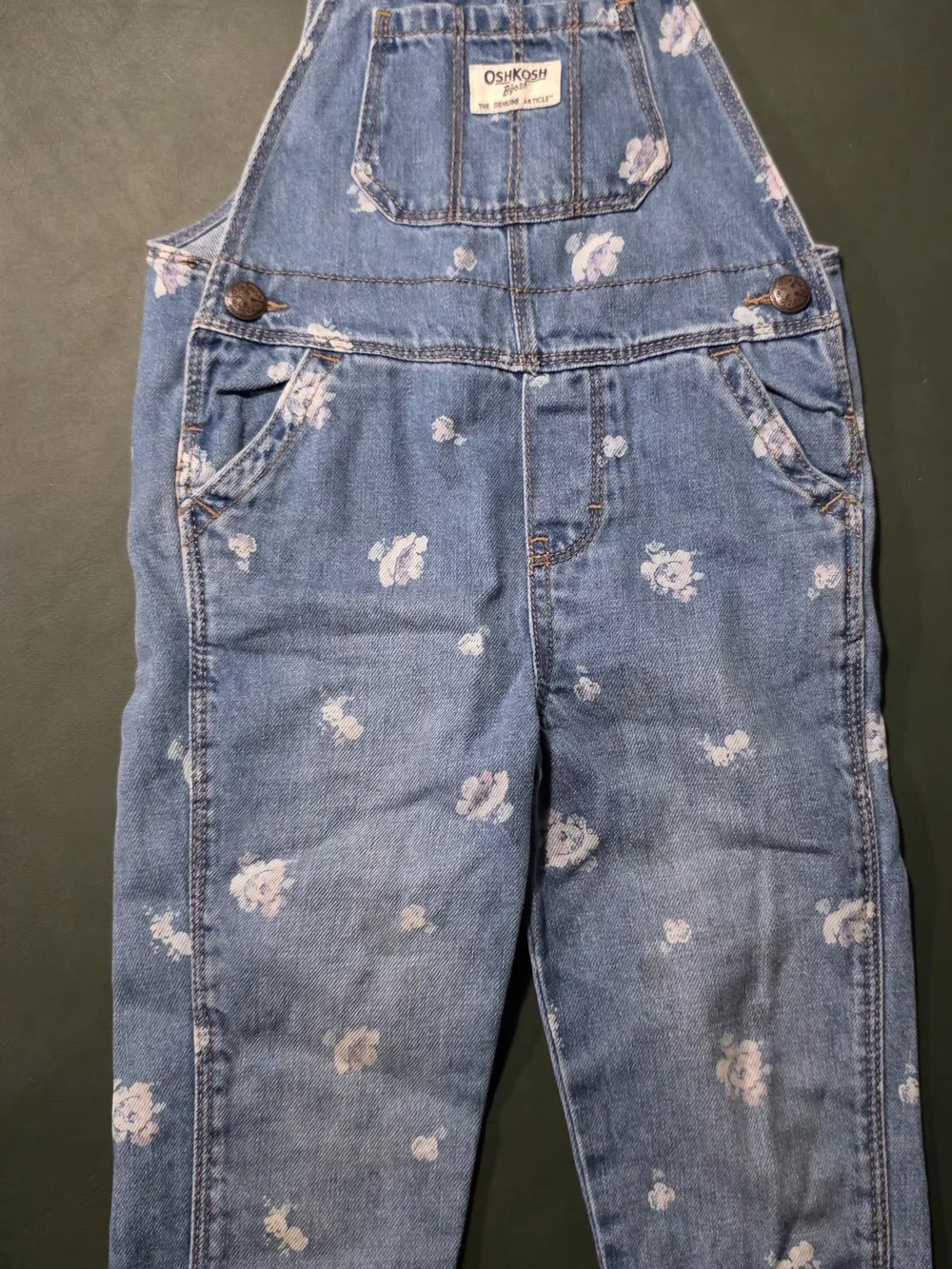 OshKosh B'gosh Light Blue Floral Denim Overalls for Kids